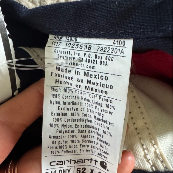 Carhartt Duck Bib Overalls navy blue work bib insulated 52 X 32 New - Picture 3 of 16